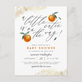 Een klein Sinaasappel neutraal Baby shower Uitnodiging Briefkaart
