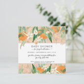 Een klein Sinaasappel op het EucalyptusBaby shower Kaart (Staand voorkant)