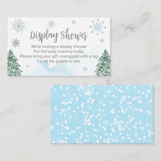 Een klein sneeuwkerstcadeautje met Baby shower Informatiekaartje (Voorkant / Achterkant)