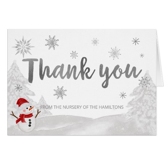 Een klein sneeuwvlok grijs Baby shower Dank je wel (Voorkant Horizontaal)