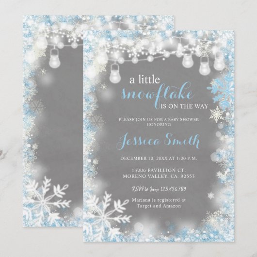 Een klein sneeuwvlokje Baby shower Kaart (Voorkant / Achterkant)