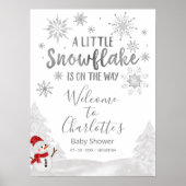 Een klein sneeuwvlokje grijs Baby shower Welkomstt Poster (Voorkant)