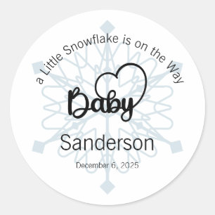 Een Klein Sneeuwvlokje Komt Aan Label Baby Shower