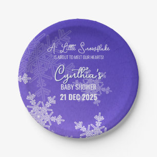 Een klein sneeuwvlokje minimalistisch indigo patro papieren bordje
