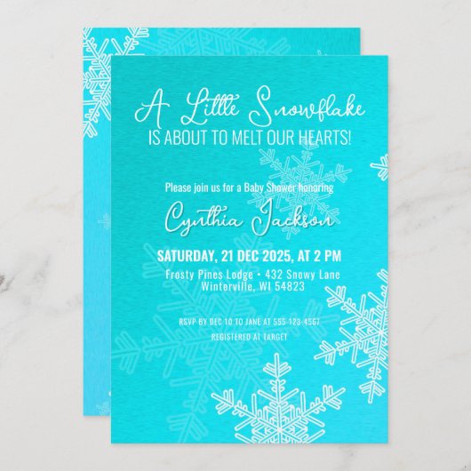 Een klein sneeuwvlokje minimalistisch lichtblauw p kaart (Voorkant / Achterkant)