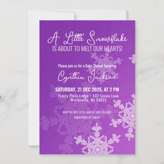 Een klein sneeuwvlokje minimalistisch paars patroo kaart (Voorkant)