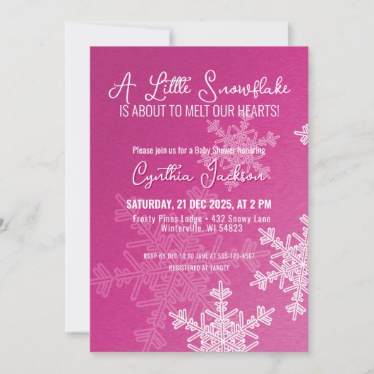 Een klein sneeuwvlokje minimalistisch roze patroon kaart (Voorkant)