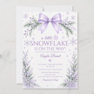 Een Klein Sneeuwvlokje Op Weg Lavendel Baby Shower Kaart
