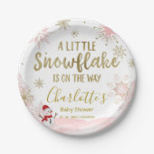 Een klein sneeuwvlokroze Baby shower Papieren Bordje (Voorkant)