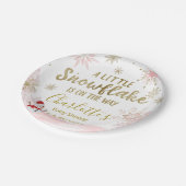 Een klein sneeuwvlokroze Baby shower Papieren Bordje (Gekanteld)