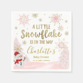 Een klein sneeuwvlokroze Baby shower Servet (Voorkant)