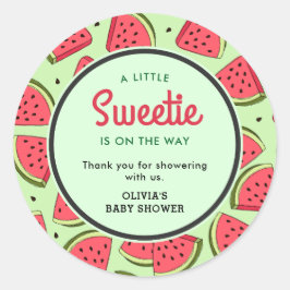 Een klein snoepje Watermeloen Baby Shower Bedankt  Ronde Sticker