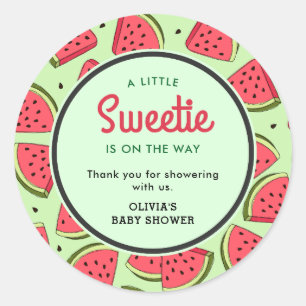 Een klein snoepje Watermeloen Baby Shower Bedankt  Ronde Sticker