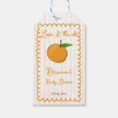 Een klein snoezig grillig citrus baby shower favor cadeaulabel (Voorkant)