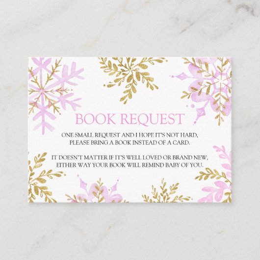 Een klein Snowflake-Baby shower boek voor Baby Informatiekaartje (Voorkant)