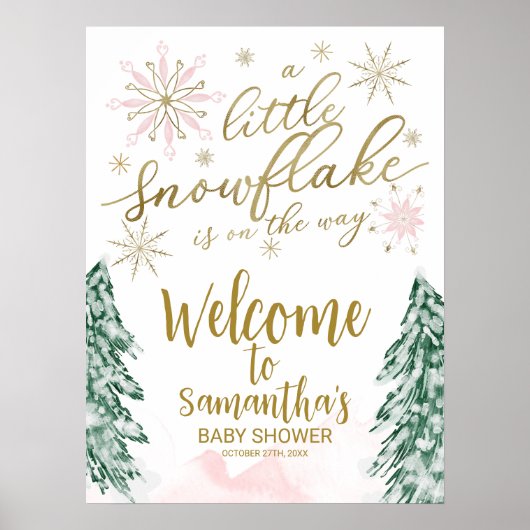 Een klein Snowflake Baby shower Welkomstteken Poster (Voorkant)