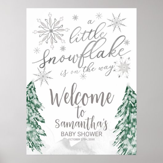 Een klein Snowflake Baby shower Welkomstteken Poster (Voorkant)