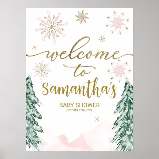 Een klein Snowflake Baby shower Welkomstteken Poster (Voorkant)