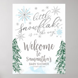 Een klein Snowflake Baby shower Welkomstteken Poster