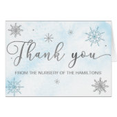 Een klein Snowflake Blue Baby shower Dank je (Voorkant Horizontaal)