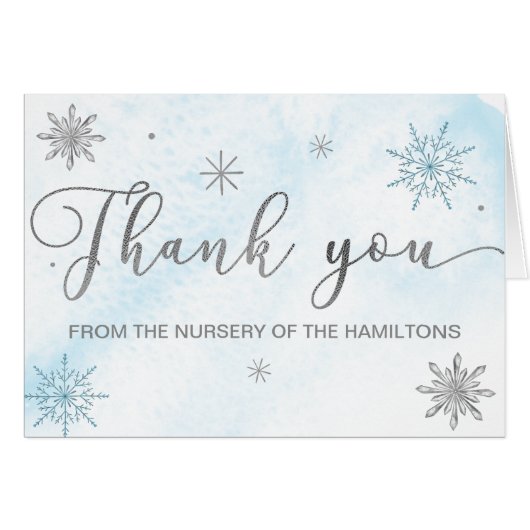 Een klein Snowflake Blue Baby shower Dank je (Voorkant Horizontaal)
