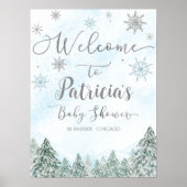 Een klein Snowflake Blue Baby shower Welcome Sign Poster (Voorkant)