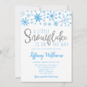 Een klein Snowflake Blue Silver-Baby shower Kaart (Voorkant)