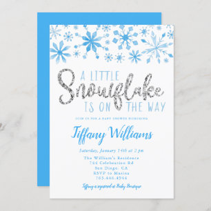 Een klein Snowflake Blue Silver-Baby shower Kaart