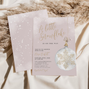 Een klein Snowflake Blush Pink Baby shower Kaart