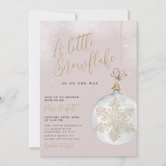 Een klein Snowflake Blush Pink Baby shower Kaart (Voorkant)