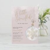 Een klein Snowflake Blush Pink Baby shower Kaart (Staand voorkant)