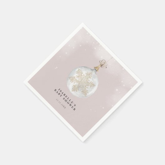 Een klein Snowflake Blush Pink Baby shower Servet (Hoek)