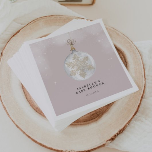 Een klein Snowflake Blush Pink Baby shower Servet