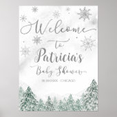 Een klein Snowflake Grey Baby shower Welkomstteken Poster (Voorkant)