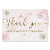 Een klein Snowflake roze Baby shower Dank je (Voorkant Horizontaal)