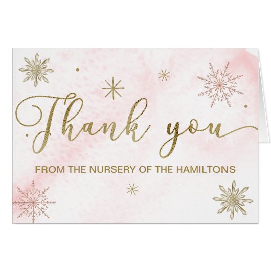 Een klein Snowflake roze Baby shower Dank je (Voorkant Horizontaal)