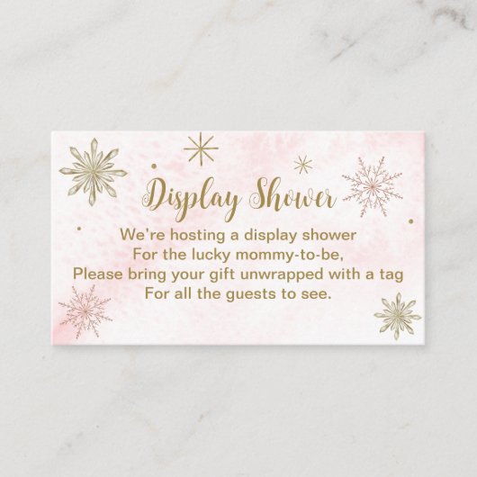 Een klein Snowflake Roze Baby shower Informatiekaartje (Voorkant)