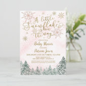 Een klein Snowflake Roze Baby shower Kaart (Staand voorkant)