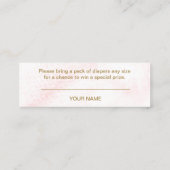 Een klein Snowflake Roze Baby shower Mini Visitekaartje (Achterkant)