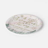 Een klein Snowflake Roze Baby shower Papieren Bordje (Gekanteld)