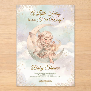 Een Klein Sprookje Komt Aan: Hemelse Baby Shower Acryl Uitnodigingen