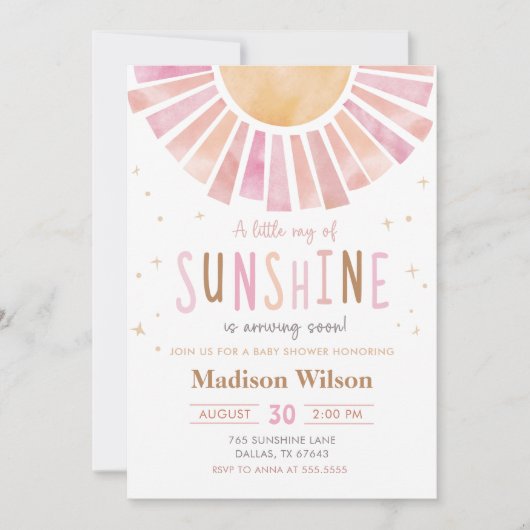 Een klein straaltje Sunshine Boho Baby shower Kaart (Voorkant)