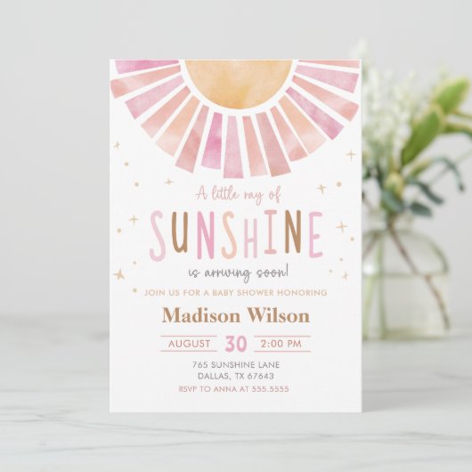 Een klein straaltje Sunshine Boho Baby shower Kaart (Staand voorkant)