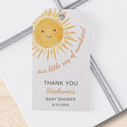 Een klein straaltje zonneschijn Baby shower Cadeaulabel