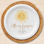 Een klein straaltje zonneschijn Baby shower Papieren Bordje<br><div class="desc">Ben je een baby shower aan het plannen? Deze baby showers papieren borden met een zonthema hebben een schattige gele lachende zon en "een klein zonnestraaltje" in stijlvolle scripttypografie. Perfect voor een genderneutraal baby shower voor jongens of meisjes. Gemakkelijk aan te passen. Originele Waterverf © Michele Davies.</div>
