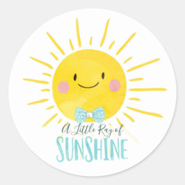 Een klein straaltje zonneschijn blauwe vlinderdas ronde sticker