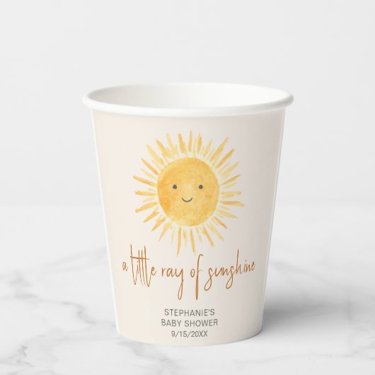 Een klein straaltje zonneschijn Boho Baby shower Papieren Bekers (Achterkant)