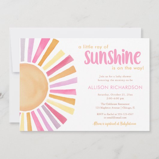 Een klein straaltje zonneschijn helder meisje baby kaart (Voorkant)