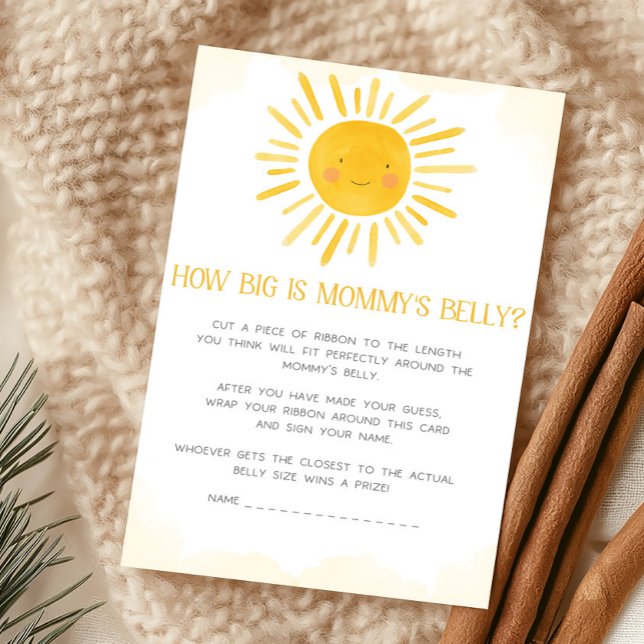 Een Klein Straaltje Zonneschijn Hoe Groot is Mamma (Little Ray of Sunshine Baby Shower How Big Is Mommy's Belly Game)