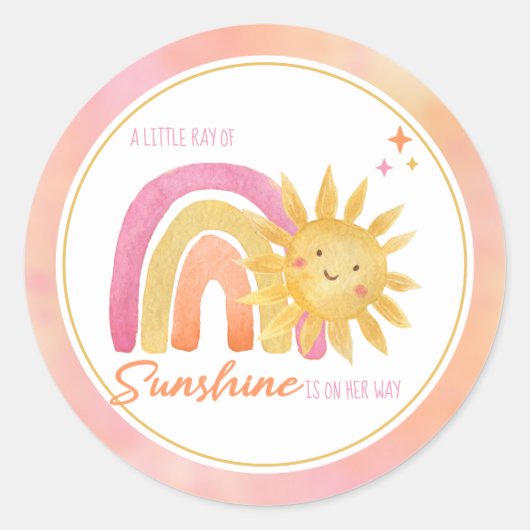 Een klein straaltje zonneschijn Meisje Baby Shower Ronde Sticker (Voorkant)